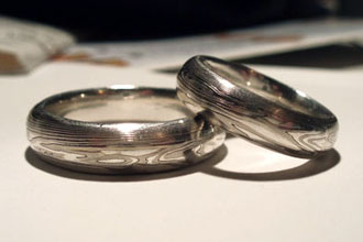 mokume gane wedding rings made by our customer